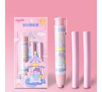 Gomme De Type De Presse De Dessin Animé,Gomme De Type Stylo Automatique,Remplacement Du Noyau,Cadeaux Créatifs Pour Les Élèves Du Primaire - Type Rose