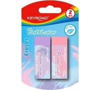Gomme KEYROAD, 2 pièces, blister, couleurs pastel