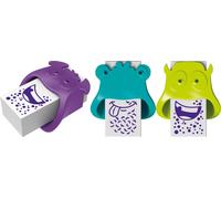 Maped - Fournitures scolaires - Gomme à effacer Little Monster - Présentoir avec 20 unités - Design ludique en forme de monstres - Prise ergonomique - Taille idéale pour trousse - 3 couleurs