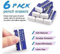 Gomme Souple 2b Blanche Fabriquée En Chine,Gomme À Crayon En Plastique Pvc,Outil De Dessin Pour Étudiants,Gomme À Croquis,Beaux-Arts - Type 6 Packs