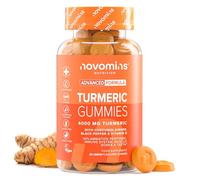 Gommes à mâcher au curcuma - Curcuma et gingembre haute concentration 4000 mg avec curcumine, poivre noir et vitamine D - Soutien des articulations - Immunité, muscles et os - 60 gommes - Novomins