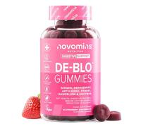 Gommes à mâcher De-Blo - Complément en enzymes digestives avec bromélaïne, inuline, menthe poivrée, gingembre, probiotiques pour la santé intestinale - Sans gluten et végan - 60 gommes - Novomins