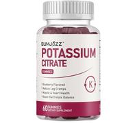 Gommes au Citrate de Potassium - 60 unités - Complément 1000mg de Potassium pour la Santé Musculaire, Soulagement des Crampes aux Jambes, Équilibre Électrolytique et Soutien Énergétique
