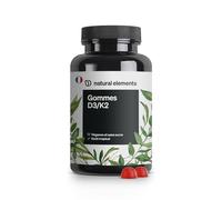 Gommes aux vitamines D3 et K2 - 1 000 U.I. de Vitamine D3 par dose journalière - 120 Gummies - goût tropical - végane et sans sucre - produit et contrôlé en laboratoire en Allemagne