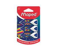 Gommes - Blanche - Triangulaire - Ergonomique - Lot De 3 - Maped - Pixel Party