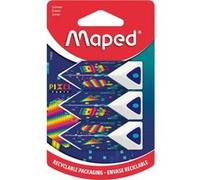 Gommes - Blanche - Triangulaire - Ergonomique - Lot de 3 - Maped - Pixel party