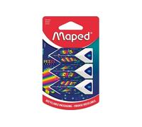 Gommes - Blanche - Triangulaire - Ergonomique - Lot de 3 - - Pixel party