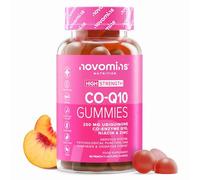Gommes de CoQ10 - 250 mg de CoQ10 à haute concentration - 60 gommes - Coenzyme Q10 avec EPA, DHA, vitamine B3 et zinc - Supplément de Coenzyme Q10 à haute absorption - Novomins