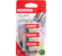 Gommes En Caoutchouc Pvc Pastel - Ke-30 - Format De Poche - Avec Pochette En Papier - 40 X 21 X 10 Mm - Fournitures Scolaires Et De Bureau - Lot De 3 - Couleurs Assorties