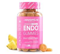 Gommes Endo - Myo & D-Chiro Inositol, Curcuma, Probiotiques & Vitamine B6 - Équilibre Hormonal & Flore Intime - Sans Sucre, Végétalien & Sans Gluten - 60 Gommes Saveur Ananas - Novomins