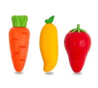 Gommes Fantaisie, 6 pièces Gommes Mignonnes, Gomme Créative, Gommes Fantaisie, fruit Gomme DrôLe, pour Écrire et Dessiner, pour anniversaire fête, fraise, mangue, carotte, multicolore