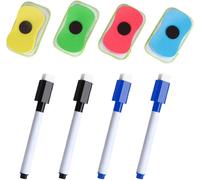 Gommes Magnétiques Pour Tableau Blanc 4 Pièces, Marqueurs Pour Tableau Blanc 4 Pièces, Gommes Amovibles, Gommes Réutilisables En Polaire Corail, Accessoires Pour Tableau Blanc