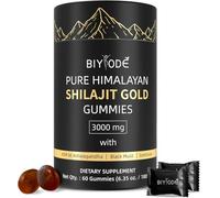 Gommes Shilajit - Gommes d'Or Pur Shilajit Himalayen, Acide Fulvique & 85+ Oligo-éléments - Végan, Sans OGM, Emballées Individuellement pour Voyage - 60 Gommes
