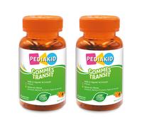 PEDIAKID - Gommes Transit - Complément alimentaire riche en Fibres (Pomme, Abricot, Pruneau, Figue) & Avoine - Aide à réguler le transit intestinal - Arôme naturel Abricot - Lot 2 piluliers