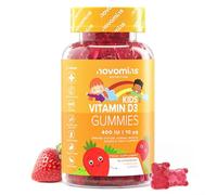 Gommes Vitamine D3 Enfant 400 UI - Immunité, Os, Dents & Muscles - Formule Végétarienne Sans Sucre, Sans Gluten & Gélatine - 90 Gommes Pour 3 Mois - Vitamines Enfants - Novomins