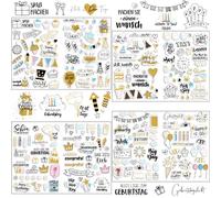 Gommette Anniversaire, 4 Pièces SILARLAIT 225 Stickers Joyeux Anniversaire, Lot de Autocollants Anniversaire pour Adulte & Enfant DIY Craft Art, Décoration Parfaite pour Scrapbooking, Carte, Cadeaux