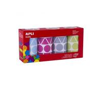 Gommette apli formes geometriques et coloris pastels assortis 4 rouleaux 5428 unites
