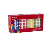 Gommette apli hexagonale 20mm coloris assortis 4 rouleaux 7080 unites