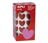Gommette apli kids motif coeur 20x18mm coloris rouge rouleau 30 feuilles boîte 900 unités