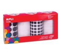 Gommette apli ronde diametre et coloris noir et blanc assortis 4 rouleaux 13924 unites