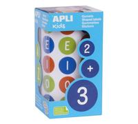 Gommette apli voyelles majuscules 20mm coloris assortis rouleau 900 unites