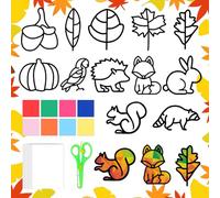 Gommette Automne Enfant, 12 Pièce Enfant Bricolage Kit D'Artisanat, Bricolage Automne Kit d'artisanat de Fenêtre, Loisirs Créatifs pour Décoration Halloween, Noël et Fête d'Automne