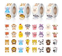 Gommettes, 2000 Pcs Autocollant Animaux, Gommettes Autocollantes incitatifs Ronds pour Animaux, Gommettes Enfants, Animal Autocollants De Motivation Pour Prix D'enseignant Pour Enfants