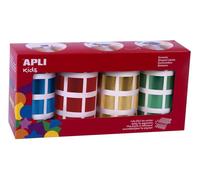 Gommettes 4 Rouleaux Carré Métallisé 20 Mm Bleu Rouge Jaune Vert - Apli Agipa