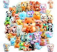Gommettes Animaux 50 Pièces Stickers Animaux Enfant 3D Kawaii Autocollant Animals Imperméables Autocollants pour Ordinateurs, Skateboards, Scrapbooking