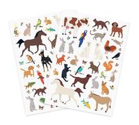 Gommettes animaux domestiques - 73 pièces - de 1 à 5,5 cm - Stickers - autocollants- cheval, chien, chat, lapin, perroquet