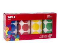 APLI kids - Boîte de 4 rouleaux de gommettes rondes 33 mm (14769) Multicolore