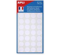 Gommettes auto-adhésives - APLI-AGIPA - 15mm - 196 étiquettes - Blanc