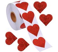 Gommettes Autocollantes, Lot de 500 autocollants en forme de cœur rouge de 3,8 cm pour la Saint-Valentin, les enveloppes, les boîtes, les cadeaux, les fêtes, les mariages
