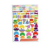 Gommettes crazy clown 288 stickers déguisement cirque chapeau perruque nœud papillon MULTICOLORE