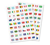 MÉGACRÉA Gommettes thème Drapeaux 108 pièces Monde Pays Autocollants