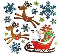 Gommettes effet métallisé traineau de noel 16 pièces de 1 à 9,5cm MULTICOLORE G