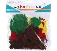Gommettes en Feutrine Adhésives - Sodertex - Thème Noël - 150 Pièces - 2 Tailles - 5 Couleurs
