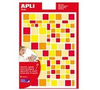 Gommettes - Enfant - Carré - Rectangle - Jaune/Orange/Rouge - 6 feuilles