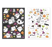 Gommettes Fantômes Halloween - 94 pièces - de 0,6 cm à 5,7 cm - autocollant mignons citrouilles, tombes, chapeaux sorcières, les gentils fantômes