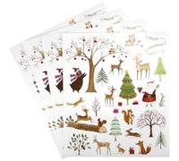 Gommettes Forêt d'hiver 112 stickers 0,8 à 10,5 cm renne père noël écureuil sapin MULTICOLORE G