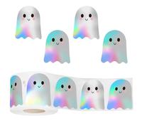Gommettes Halloween, 500 PCS D'autocollants Fantômes Mignons, Stickers Halloween, Design Dessin Amusant, Autocollants à Paillettes, pour la Décoration des Fêtes de Fin D'année (fantôme)