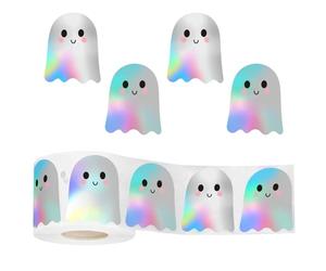 Gommettes Halloween, 500 PCS D'autocollants Fantômes Mignons, Stickers Halloween, Design Dessin Amusant, Autocollants à Paillettes, pour la Décoration des Fêtes de Fin D'année (fantôme)