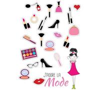 Gommettes j'adore la mode de 1,5 à 4 cm 42 pièces