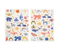 Gommettes jolies constellations - 125 pièces - de 0,3 à 5,9 cm - stickers fusée, météo arc en ciel fusée, autocollants multicouleur