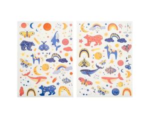 Gommettes jolies constellations - 125 pièces - de 0,3 à 5,9 cm - stickers fusée, météo arc en ciel fusée, autocollants multicouleur