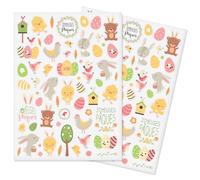 Gommettes Joyeuses Pâques 124 stickers 0,6 à 4,8 cm Lapin Œuf Poule poussin MULTICOLORE