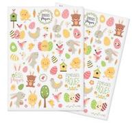 Gommettes Joyeuses Pâques 124 stickers 0,6 à 4,8 cm Lapin Œuf Poule poussin MULTICOLORE