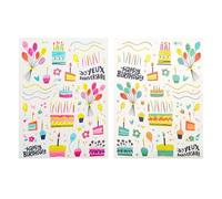 Gommettes joyeux anniversaire - 150 pièces - de 0,4 à 7,5 cm - stickers multicouleur, happy birthday, autocollants diy scrapbooking