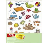 APLI Kids – Pochette de gommettes 11435 3 feuilles enlevables Thème Plage Multicolore