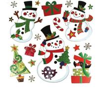 Gommettes - MegaCrea - Bonhomme de neige - 18 pièces - Autocollantes - Métallisés - Noël